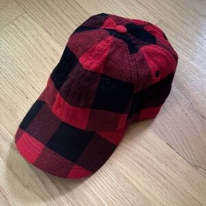 JCrew Mercantile red buffalo plaid baseball hat